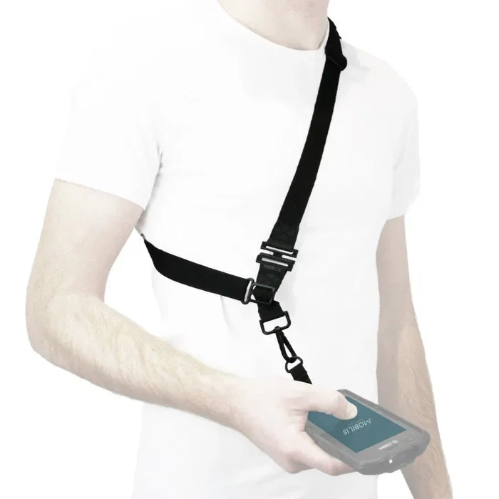 Mobilis 001084 Bandolera de Seguridad con Sistema de Desenganche y Anilla Textil - 1 Punto de Enganche, Negro