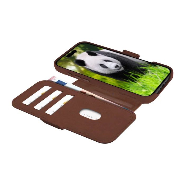 Dbramante1928 Lynge Funda Folio con MagSafe para iPhone 17 Air - Cuero de Grano Entero Bronceado, 3 Bolsillos para Tarjetas, Resistente a Rayones