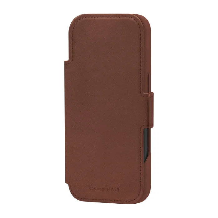 Dbramante1928 Lynge Funda Folio con MagSafe para iPhone 17 Air - Cuero de Grano Entero Bronceado, 3 Bolsillos para Tarjetas, Resistente a Rayones