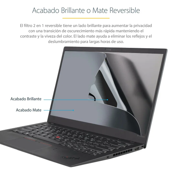 Startech 14L-PRIVACY-SCREEN Filtro de Privacidad para Portátil de 14" 16:9, Antideslumbrante, Protección de Datos, Lado Reversible Mate/Brillo, Reduce hasta el 51% de Luz Azul