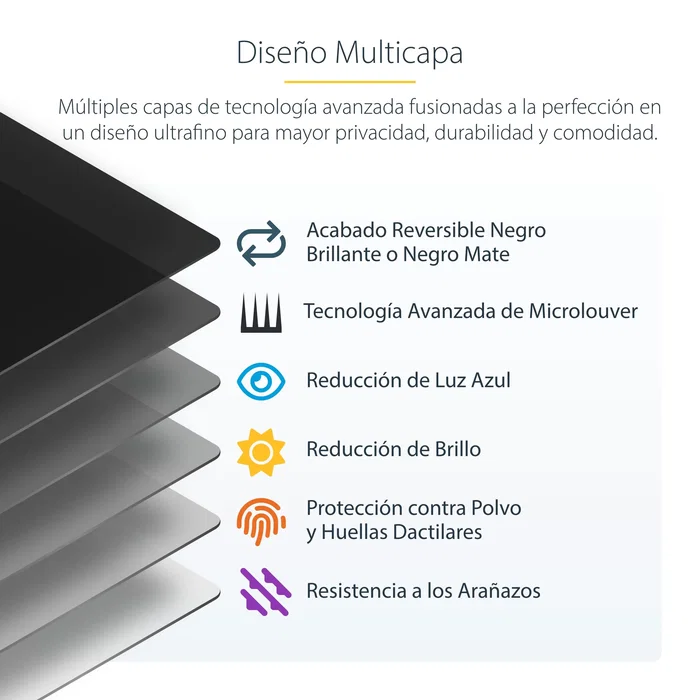 Startech 14L-PRIVACY-SCREEN Filtro de Privacidad para Portátil de 14" 16:9, Antideslumbrante, Protección de Datos, Lado Reversible Mate/Brillo, Reduce hasta el 51% de Luz Azul
