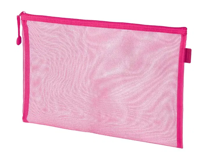 Liderpapel Bolsa zipper bag de poliéster transpirable multiusos tamaño DIN A4 color rosa