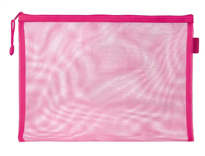 Liderpapel Bolsa zipper bag de poliéster transpirable multiusos tamaño DIN A4 color rosa