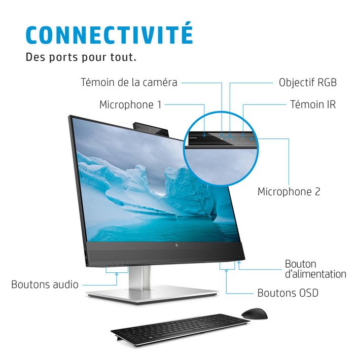 HP E24mv G4 Monitor de Conferencia FHD 60.45 cm (23.8 pulgadas) con Webcam y Altavoces Integrados