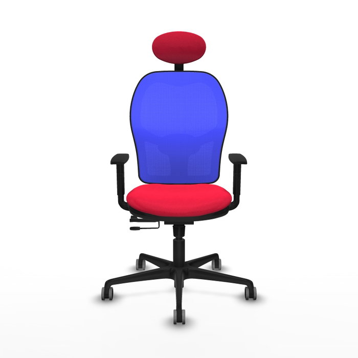 PIQUERAS Y CRESPO Silla de oficina Jorquera con mecanismo Sincro/Traslack, Tela Roja y Malla Azul
