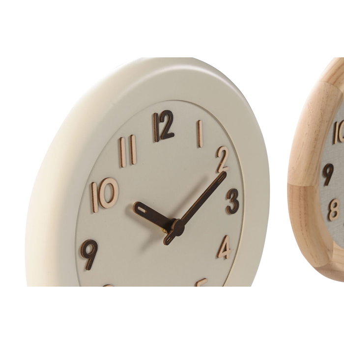DKD Home Decor Pack de 2 Relojes de Pared 3D de Madera Silenciosos