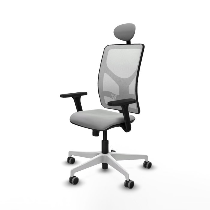 PIQUERAS Y CRESPO Silla de oficina Motilla con mecanismo Sincro, Gris claro y Blanco