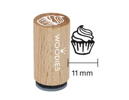 Woodies Sello mini de madera y caucho cupcake 15x25mm
