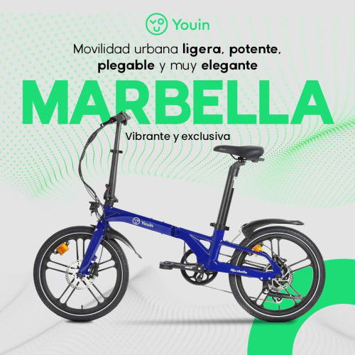 Youin E-Bike Marbella BK1350B Urbana Plegable 250W 7v Shimano 40km Autonomía 18.2kg Aluminio