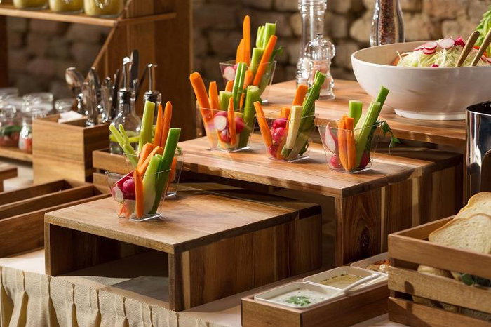 Leone Expositor Buffet 3 Estantes Madera de Acacia 60x30x20 cm 45x30x15 cm 30x30x10 cm