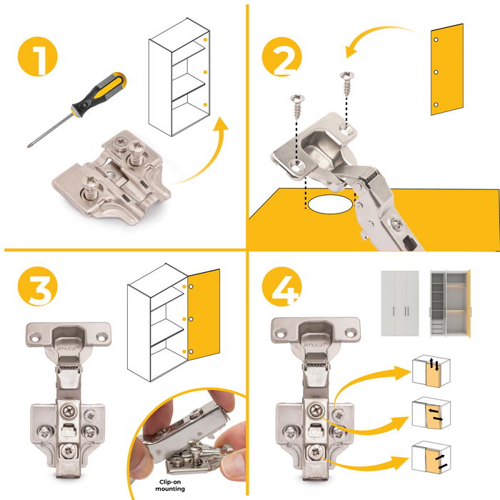 Emuca Lote de 20 bisagras codo X91 con cierre suave y suplementos Euro, Altura 0, Acero, Niquelado Emuca Lote de 20 bisagras codo X91 con cierre suave y suplementos Euro, Altura 0, Acero, Niquelado