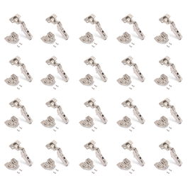 Emuca Lote de 20 bisagras codo X91 con cierre suave y suplementos Euro, Altura 0, Acero, Niquelado