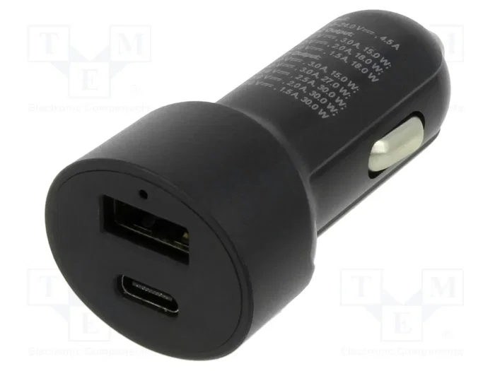 GOOBAY Alimentador USB de coche 48W con USB-A y USB-C, Negro GOOBAY Alimentador USB de coche 48W con USB-A y USB-C, Negro