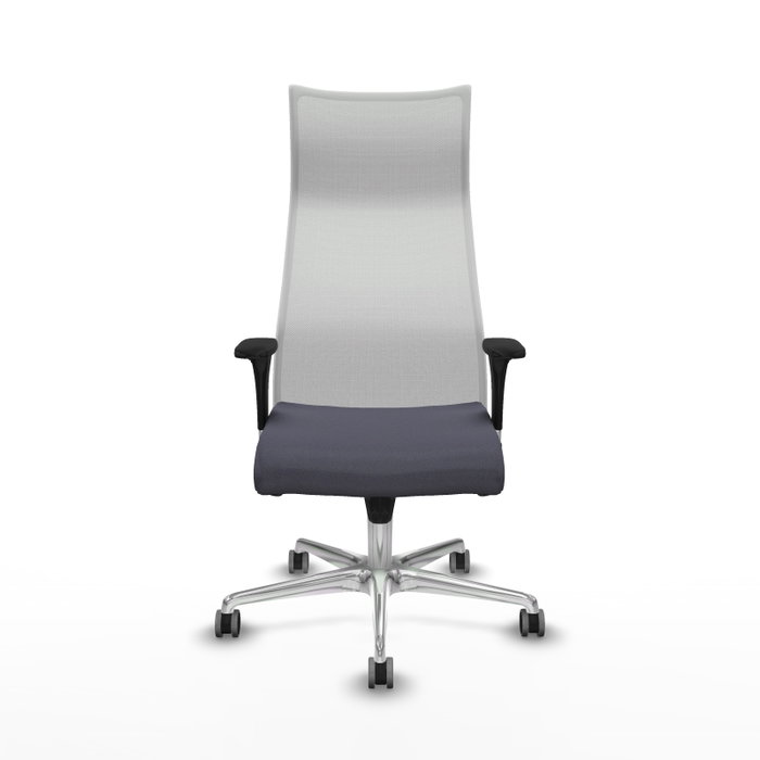 Sillón Albacete con mecanismo Sincro tapizada con Tela color Gris oscuro y malla color Blanco. Equipado con Base aluminio, Brazos 1D y Ruedas 65 mm parqué Sillón Albacete con mecanismo Sincro tapizada con Tela color Gris oscuro y malla color Blanco. Equipado con Base aluminio, Brazos 1D y Ruedas 65 mm parqué