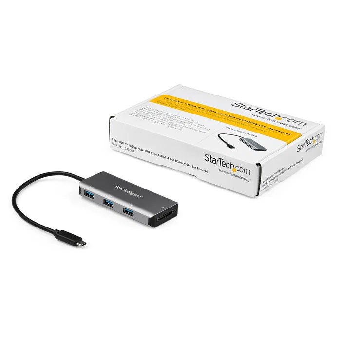 StarTech.com HB31C3ASDMB Hub USB-C 10 Gbps de 3 Puertos con Lector de Tarjetas SD/microSD, 3x USB-A, 25 cm Cable, para Portátil, Mac, Windows StarTech.com HB31C3ASDMB Hub USB-C 10 Gbps de 3 Puertos con Lector de Tarjetas SD/microSD, 3x USB-A, 25 cm Cable, para Portátil, Mac, Windows