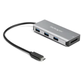 StarTech.com HB31C3ASDMB Hub USB-C 10 Gbps de 3 Puertos con Lector de Tarjetas SD/microSD, 3x USB-A, 25 cm Cable, para Portátil, Mac, Windows