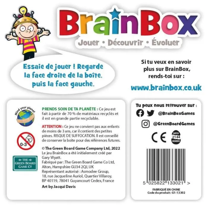 Asmodee BrainBox Animales Juego de Observación y Memoria para 1+ Jugadores, Desde 8 Años en Francés