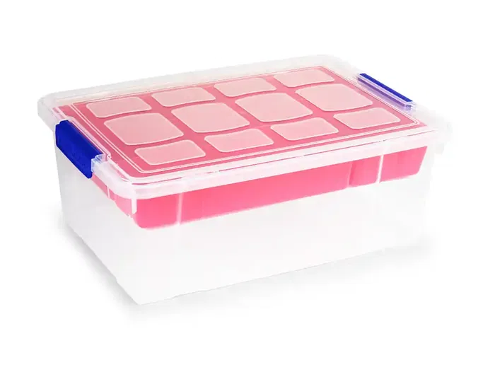 Plasticforte Contenedor Plástico Transparente 9 Litros con Tapa y Bandeja 260x370x140 mm