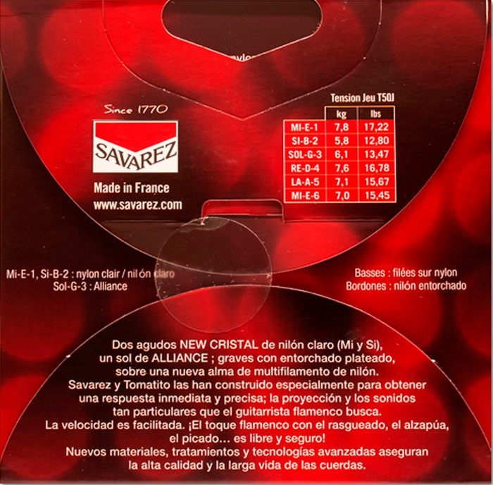 Juego de Cuerdas para Guitarra Flamenco Savarez Tomatito T50R