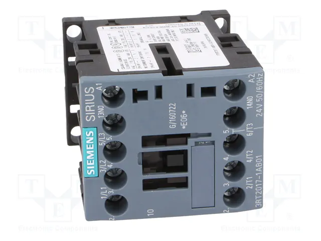 SIEMENS 3RT2017-1AB01 Contactor 3-polar 12A 24V AC