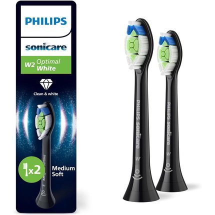 Philips Cabezales de Recambio Sonicare Optimal White HX6062/88, Pack de 2, Negro