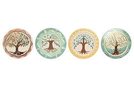DKD Home Decor Salvamantel Tradicional 12 Unidades Árbol de la Vida Verde Beige Dolomita Corcho 20x0.7x20 cm