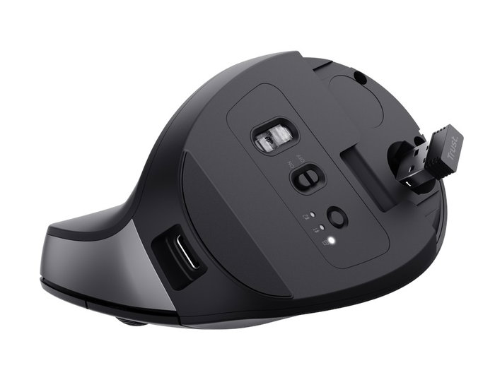 Trust BAYO+ Ratón Vertical Inalámbrico Negro 800-2400 DPI Recargable USB-C Bluetooth 2.4GHz Trust BAYO+ Ratón Vertical Inalámbrico Negro 800-2400 DPI Recargable USB-C Bluetooth 2.4GHz