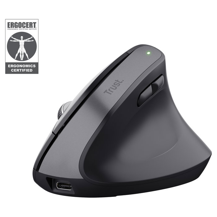 Trust Bayo+ Ratón Vertical Ergonómico Inalámbrico Negro