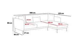 Atelier Del Sofa Venus L Sofá Cama Esquinero Gris 265x163x80 cm, Cama 240x90 cm