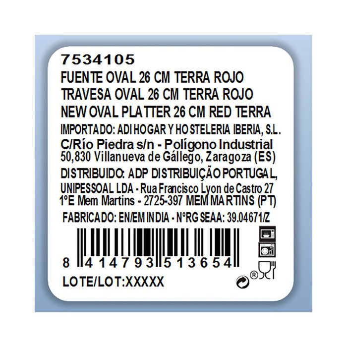 Fuente Oval Porcelana Terra Ariane 26 cm (12 Unidades)