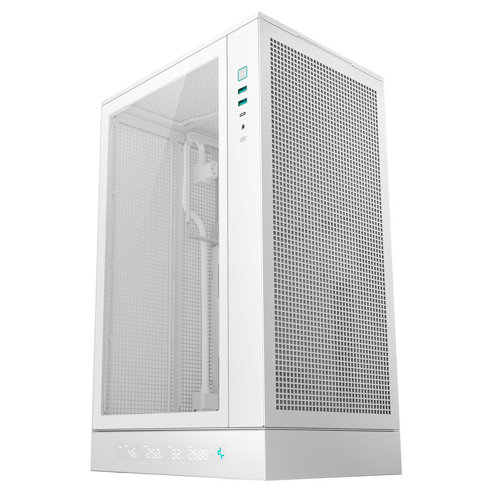 DeepCool CH270 Digital White Caja PC Mini Torre, Cristal Templado, Factor micro ATX/Mini-ITX, 17.4 cm Altura CPU, 41.3 cm GPU