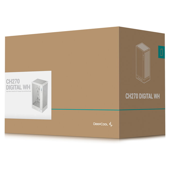 DeepCool CH270 Digital White Caja PC Mini Torre, Cristal Templado, Factor micro ATX/Mini-ITX, 17.4 cm Altura CPU, 41.3 cm GPU