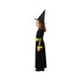 Disfraz Infantil de Bruja para Niña con Traje Largo Verde y Sombrero, Talla 10-12 Años