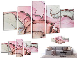 Giftdecor Lienzo 5 Piezas Mármol Rosa 30x40 cm, 30x60 cm y 30x80 cm (Set de 4)