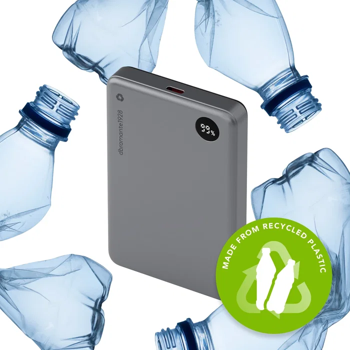 Batería Externa Power Bank 10000 mAh, Cargador Inalámbrico 15W con Pantalla, Gris, 3 Puertos (USB-C/Magnético), CP10SLBL7178