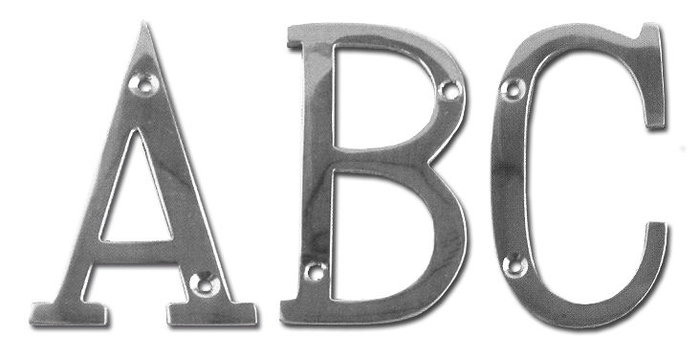 Letra D Latón Cromo Brillo 100 mm con Tornillos Letra D Latón Cromo Brillo 100 mm con Tornillos
