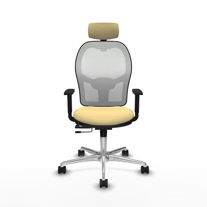 PIQUERAS Y CRESPO Silla de oficina Jorquera con mecanismo Sincro/Traslack, Crema y Blanco