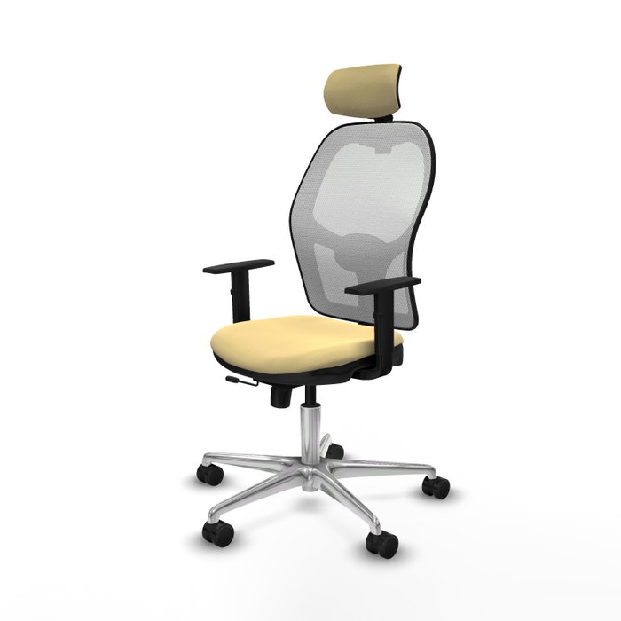 PIQUERAS Y CRESPO Silla de oficina Jorquera con mecanismo Sincro/Traslack, Crema y Blanco