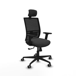 PIQUERAS Y CRESPO Silla de oficina Yunquera con mecanismo Sincro, Gris oscuro y Negro