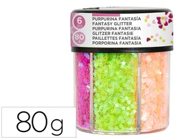 Liderpapel Purpurina Fantasia Colores Neón Corazón y Estrella 80g