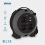 Simon Enrollacables con 3 Tomas Schuko y 2 Puertos USB-A, 16A, 230V, Cable 5m H05VV-F 3G1,5 mm², Negro/Gris