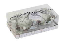 DKD Home Decor Set de 2 Velas de Cera de Parafina y Cristal Blanco
