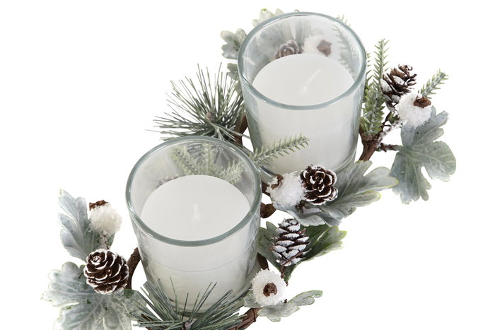 DKD Home Decor Set de 2 Velas de Cera de Parafina y Cristal Blanco