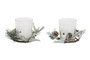 DKD Home Decor Set de 2 Velas de Cera de Parafina y Cristal Blanco