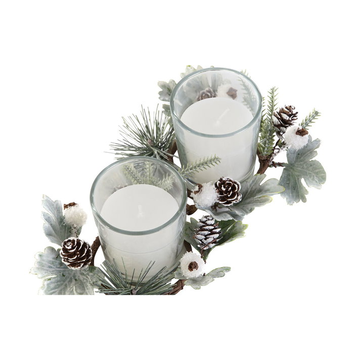 DKD Home Decor Set de 2 Velas de Cera de Parafina y Cristal Blanco