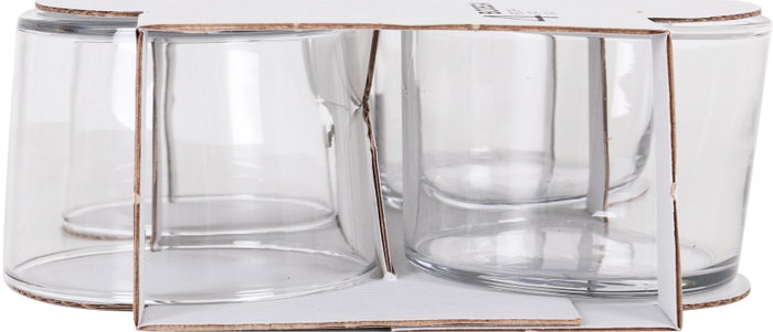 LAV Set de 4 Vasos Chiquito - 240 cc - Colección Best Offer - Cristal - 8 cm de diámetro x 5.8 cm de altura (12 Cajas)