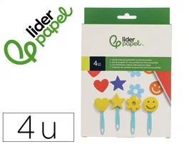 Liderpapel Set de 4 Esponjas para Manualidades con Espátula y Formas Variadas - Goma Eva para Pintar