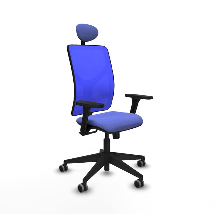 PIQUERAS Y CRESPO Silla de oficina Motilla con mecanismo Sincro, brazos 3D y cabecero fijo, Azul PIQUERAS Y CRESPO Silla de oficina Motilla con mecanismo Sincro, brazos 3D y cabecero fijo, Azul