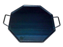 Plancha de asar de acero octogonal 50 x 50 cm con 2 asas de metal