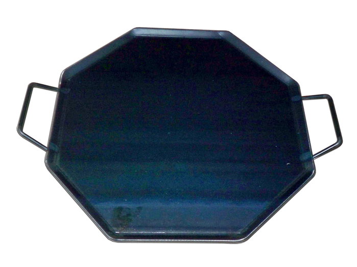 Plancha de asar de acero octogonal 50 x 50 cm con 2 asas de metal Plancha de asar de acero octogonal 50 x 50 cm con 2 asas de metal